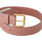 Elegant Pink Leather Belt with Engraved Buckle