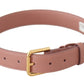 Elegant Pink Leather Belt with Engraved Buckle