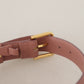 Elegant Pink Leather Belt with Engraved Buckle