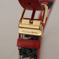 Chic Multicolor Leather Belt with Engraved Buckle