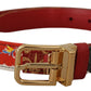 Chic Multicolor Leather Belt with Engraved Buckle