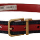 Chic Multicolor Leather Belt with Engraved Buckle
