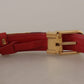 Chic Multicolor Leather Belt with Engraved Buckle