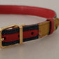 Chic Multicolor Leather Belt with Engraved Buckle