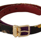 Multicolor Canvas Leather Belt with Engraved Buckle