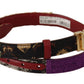 Multicolor Canvas Leather Belt with Engraved Buckle