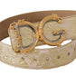 Elegant Gold and Pink Leather Belt