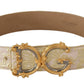Elegant Gold and Pink Leather Belt