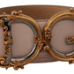 Elegant Pink Leather Belt with Logo Buckle