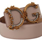 Elegant Pink Leather Belt with Logo Buckle