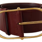 Engraved Logo Maroon Leather Belt
