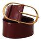Engraved Logo Maroon Leather Belt