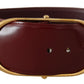 Engraved Logo Maroon Leather Belt