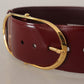 Engraved Logo Maroon Leather Belt