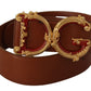 Engraved Logo Leather Belt in Classic Brown