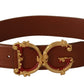 Engraved Logo Leather Belt in Classic Brown