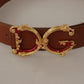 Engraved Logo Leather Belt in Classic Brown