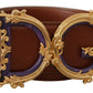Engraved Logo Leather Belt in Rich Brown