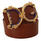 Engraved Logo Leather Belt in Rich Brown