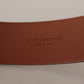 Engraved Logo Leather Belt in Rich Brown