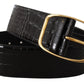 Elegant Leather Belt with Logo-Engraved Buckle
