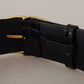 Elegant Leather Belt with Logo-Engraved Buckle