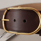 Chic Dark Brown Leather Statement Belt