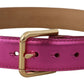 Chic Pink Leather Logo Buckle Belt