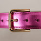 Chic Pink Leather Logo Buckle Belt