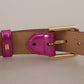 Chic Pink Leather Logo Buckle Belt