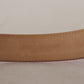 Chic Pink Leather Logo Buckle Belt