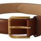 Elegant Leather Belt with Engraved Buckle