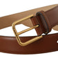 Elegant Leather Belt with Engraved Buckle