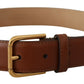 Elegant Leather Belt with Engraved Buckle