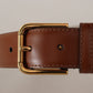 Elegant Leather Belt with Engraved Buckle