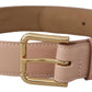 Elegant Light Pink Leather Belt