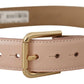 Elegant Light Pink Leather Belt