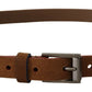 Chic Suede Belt with Logo Engraved Buckle