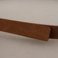 Chic Suede Belt with Logo Engraved Buckle