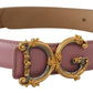 Elegant Pink Leather Belt with Logo Buckle