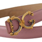 Elegant Pink Leather Belt with Logo Buckle