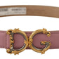Elegant Pink Leather Belt with Logo Buckle
