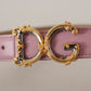 Elegant Pink Leather Belt with Logo Buckle