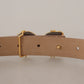 Elegant Pink Leather Belt with Logo Buckle