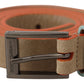 Elegant Nude Suede Belt with Logo Buckle