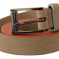 Elegant Nude Suede Belt with Logo Buckle