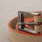 Elegant Nude Suede Belt with Logo Buckle