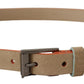 Elegant Nude Suede Belt with Logo Buckle