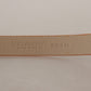 Elegant Nude Suede Belt with Logo Buckle