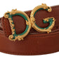 Elegant Leather Belt with Logo Buckle
